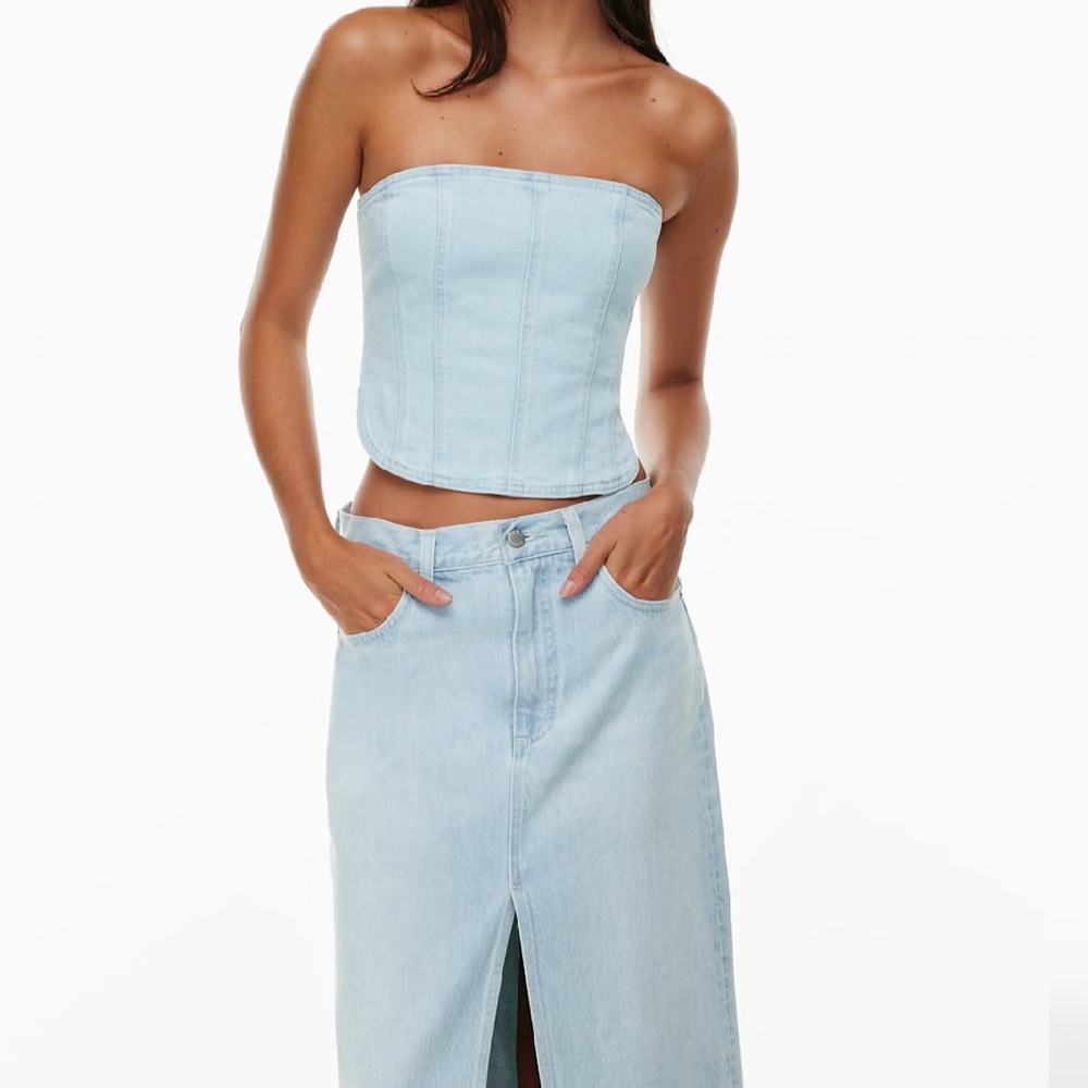 Aritzia Light Blue Denim Strapless Top